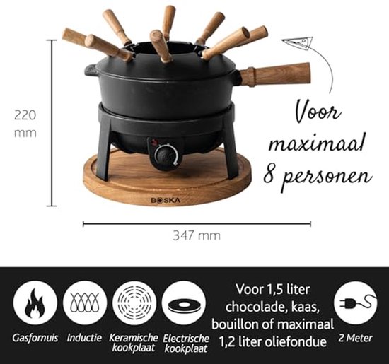 Elektrische Fondueset - Pro set - Gezellig Tafelen - Temperatuurregeling - 2.2 Liter - Zwart — afbeelding 4