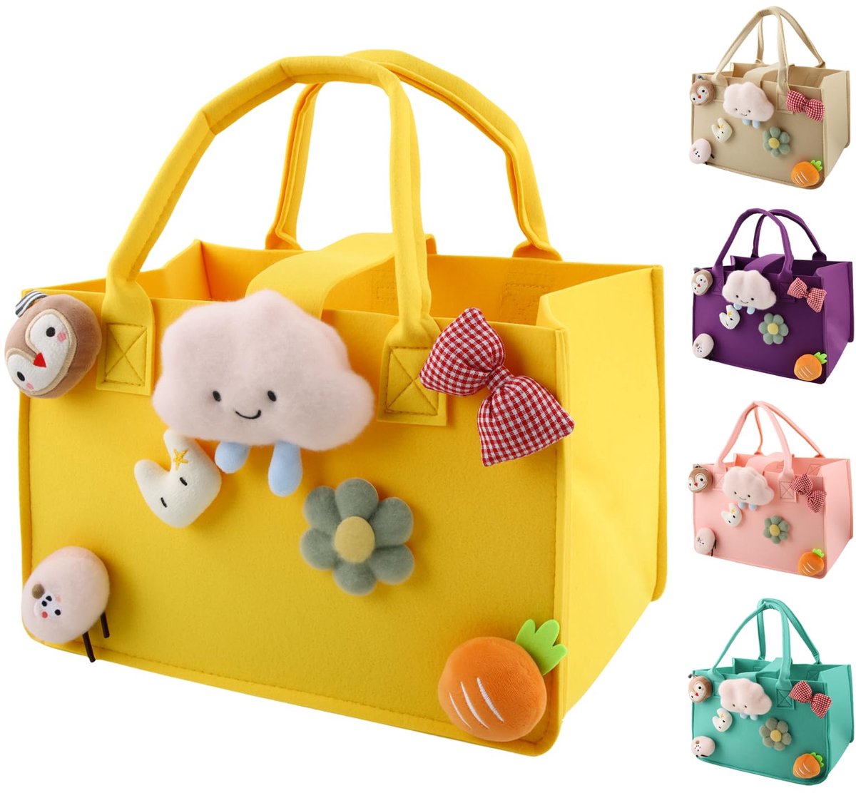 Boodschappenmand voor kinderen 30 x 20 x 18 cm - Vilten tas - Kleurrijk - Ideaal als speelgoedtas - ShopVlot