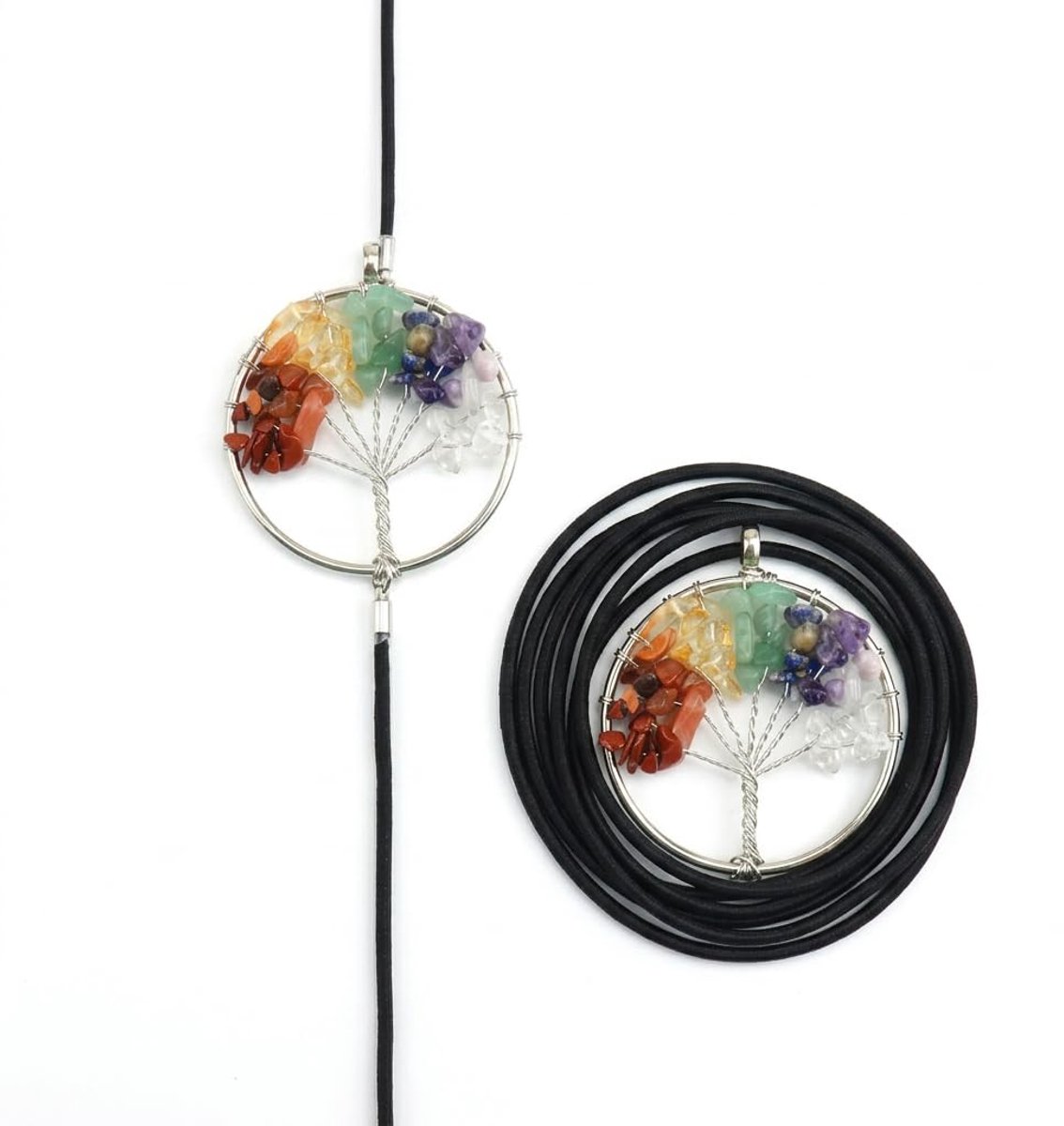 Elastische boekenleggers levensboom chakra kristal - handgemaakt - vintage boekentoebehoren - ShopVlot