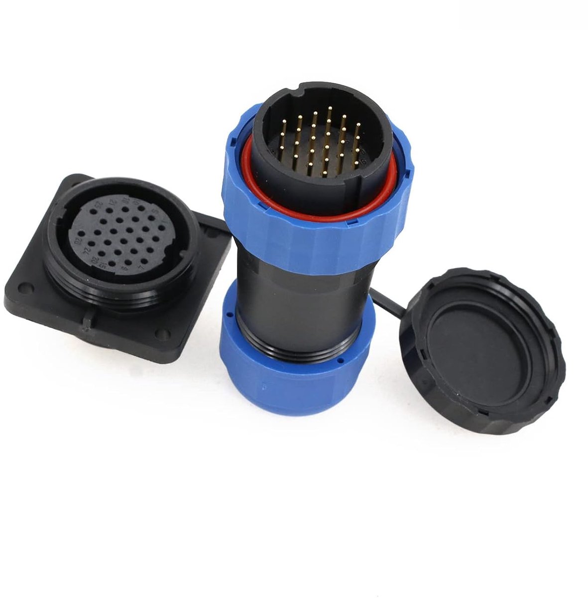 SD28 28MM square waterproof IP68 aviation led plug power supply plug socket bulkhead male female plug (26pin - ShopVlot