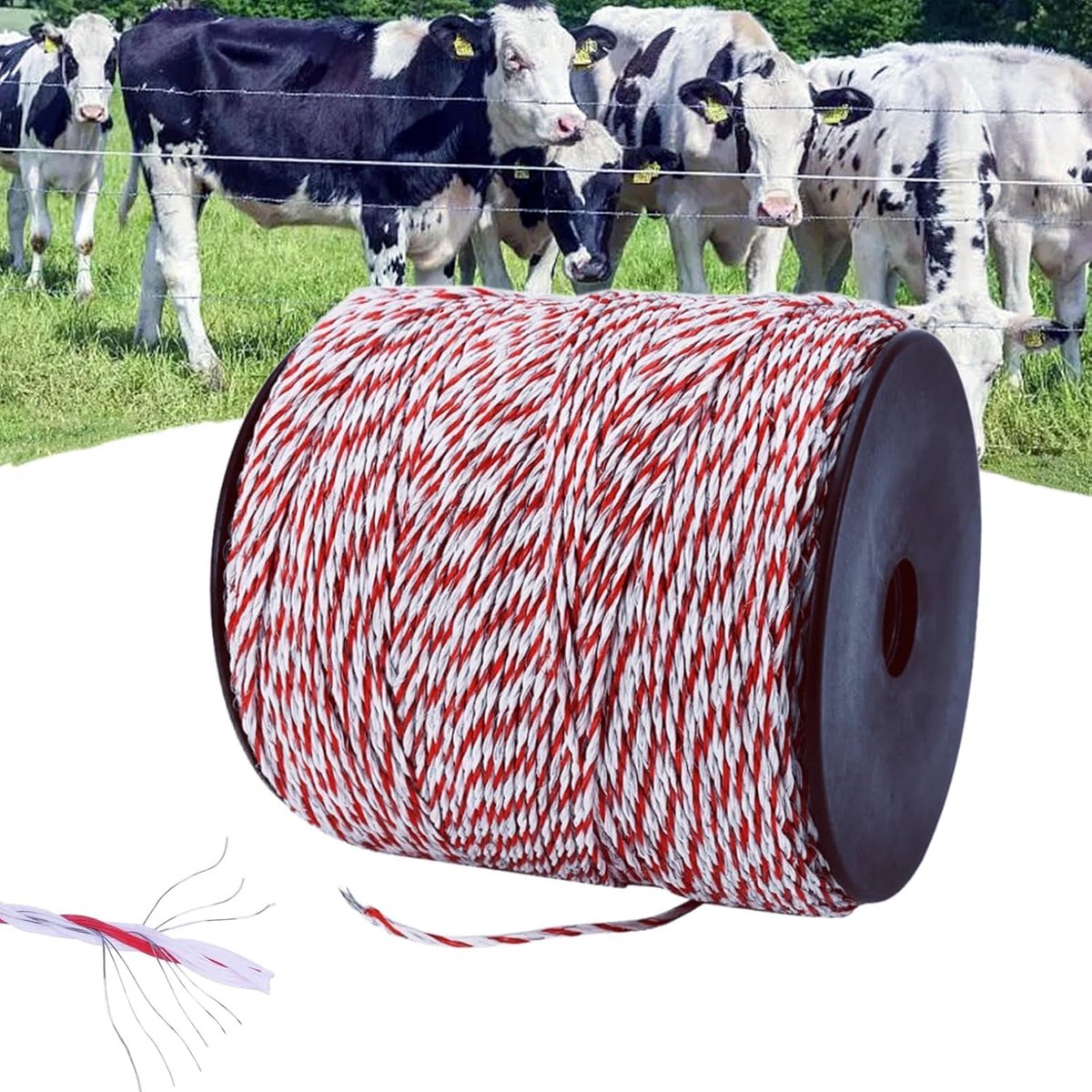 Elektrische omheining 500 meter - roestvrijstalen kabel - hoge geleidbaarheid - veilig voor vee - Luxento