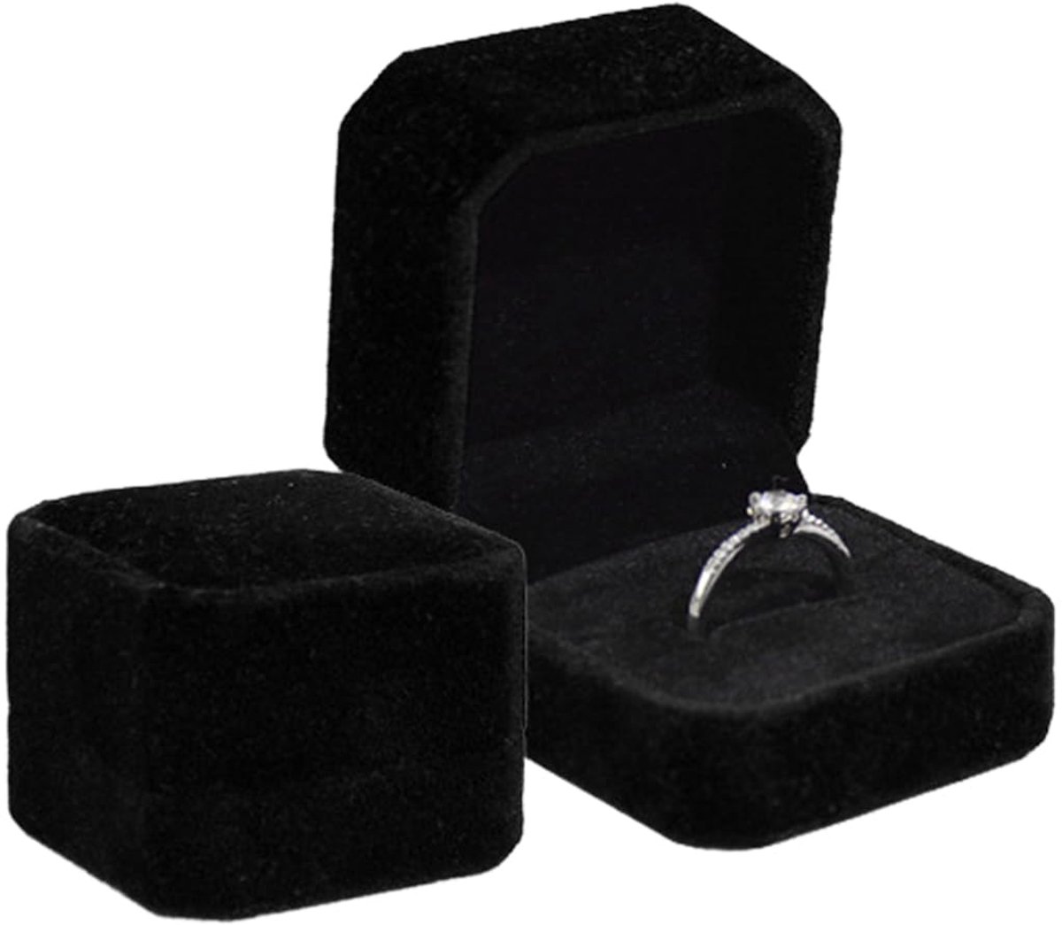 Sieradendoosjes fluwelen 2 stuks - zwart - voor ringen, oorbellen en halskettingen - perfect als geschenk - ShopVlot