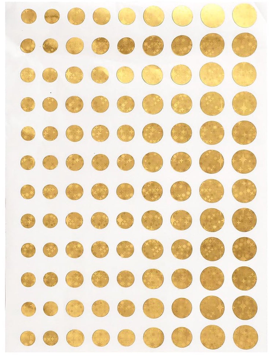 Cirkellabels 2160 stuks - Gouden stickers - 4 maten 5/16 tot 9/16 inch - Ideaal voor kleurcodering - ShopVlot