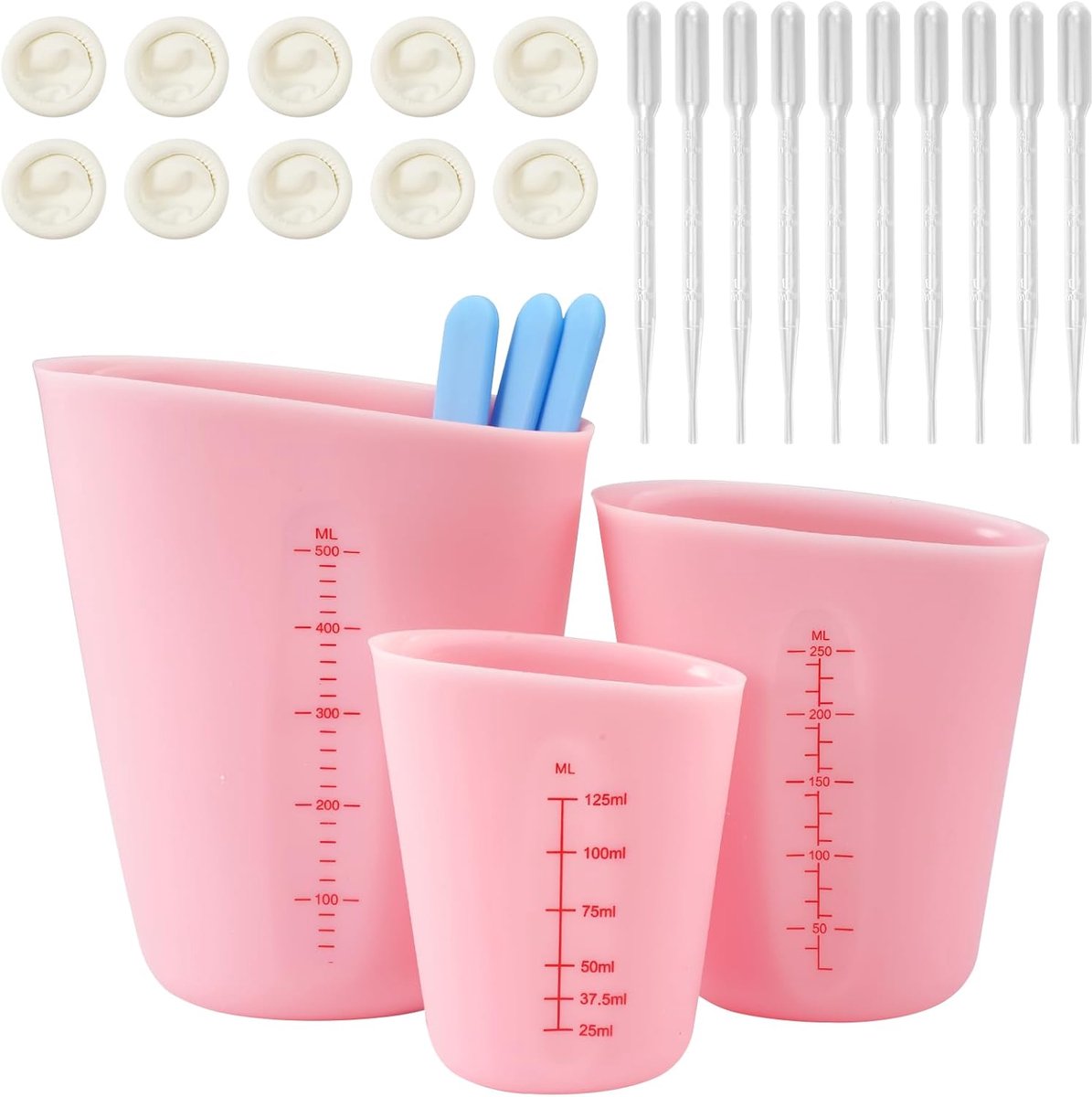 Siliconen maatbekers set 125 ml/250 ml/500 ml - duurzame gietpoederset - eenvoudig af te meten - ShopVlot