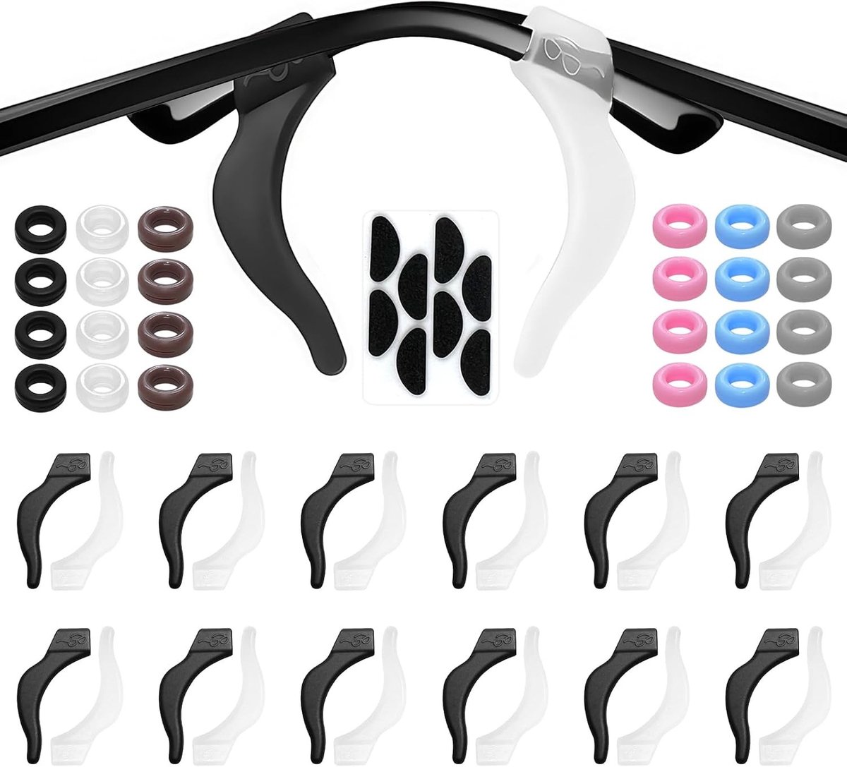 16 Paar Universele Oorhaakjes Set, Antislip Oogglassteunen, Silicone Oorbedekking en Brilhouder Accessoires voor Zonnebrillen en Leesbrillen