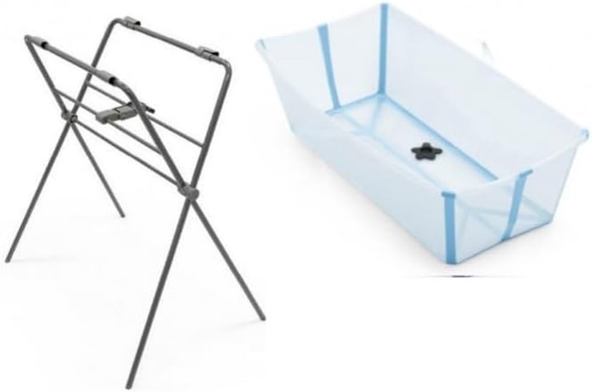 Opvouwbaar Babybadje - Babybad en standaard - Comfortabel badderen - Inclusief ergonomische houder - Tot 10 kg - Oceaanblauw