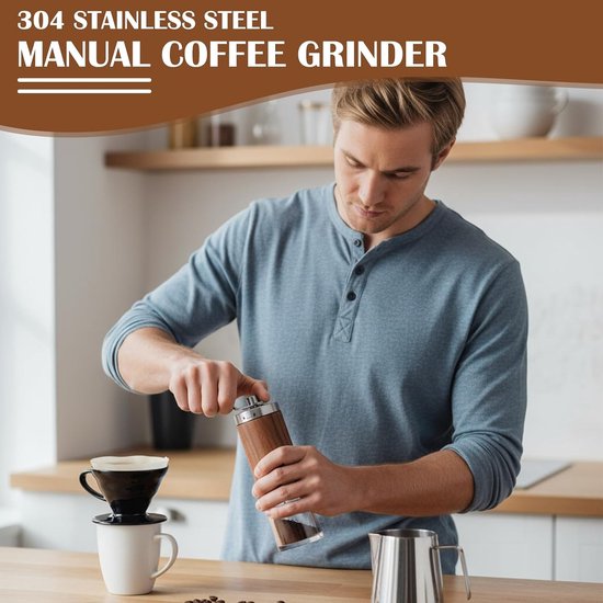 Handmatige Koffiemolen met Handvat - Draagbare Koffiemolen met 5 Instellingen voor Thuis, Kantoor en Kamperen, Perfect voor Espresso en Filterkoffie — afbeelding 2