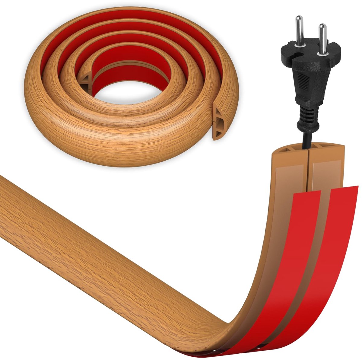 Kabelgoot 3 cm x 1 m - Houtlook - Zelfklevend - Bescherming voor kabels thuis - ShopVlot