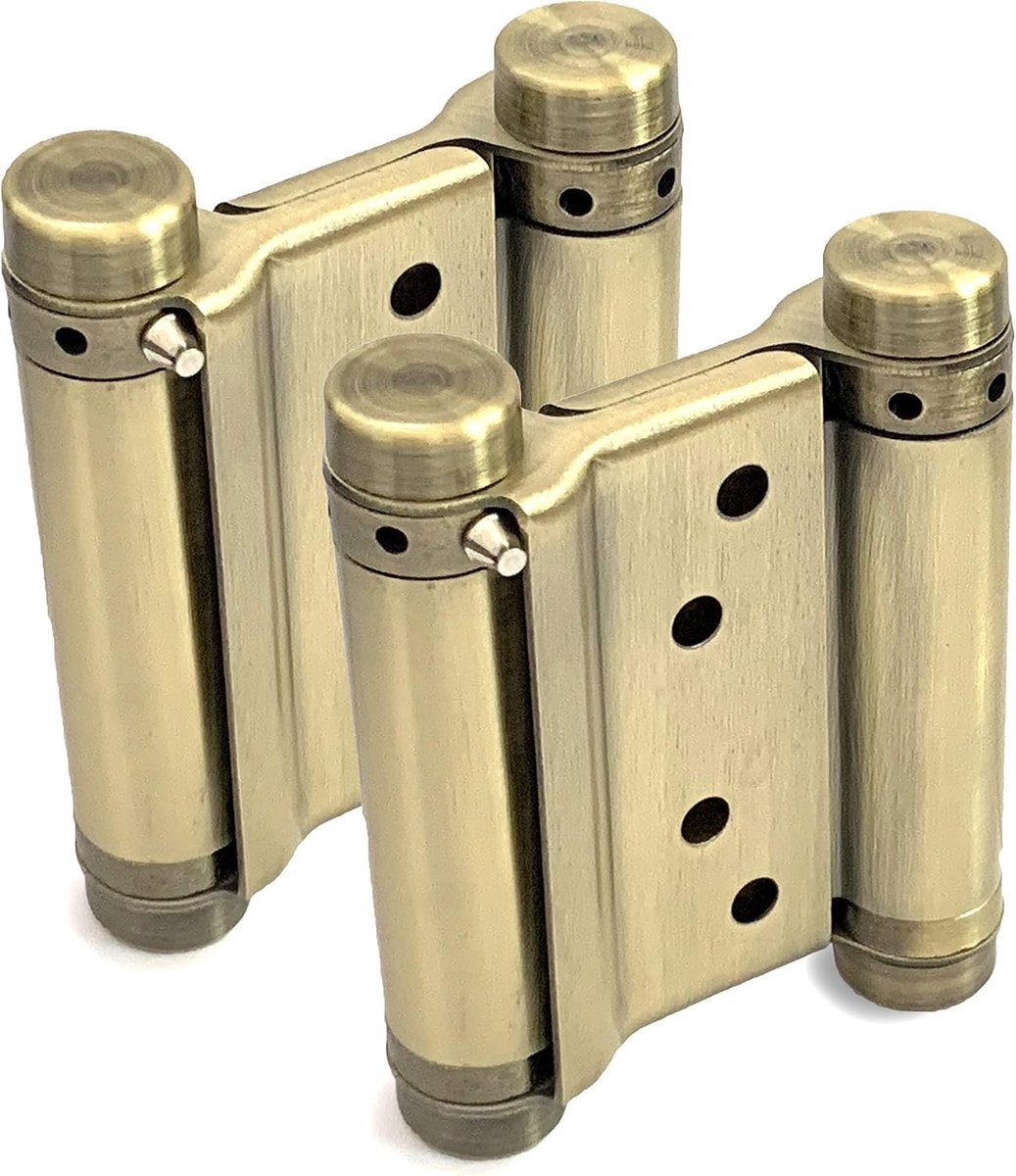 2-delige 78mm Café Saloon Deur Scharnieren in Oud Brons met Schroeven - Dubbelwerkende Veerscharnieren van Rvs, Zelfvergrendelend, 7.5 cm