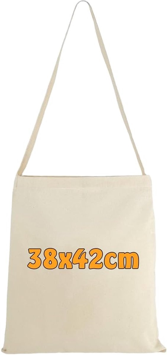 Cottonbagjoe Shoulder Bag, Long Handle, 38 x 42 cm, Jute Bag, Shopping Bag, Unprinted - ShopVlot