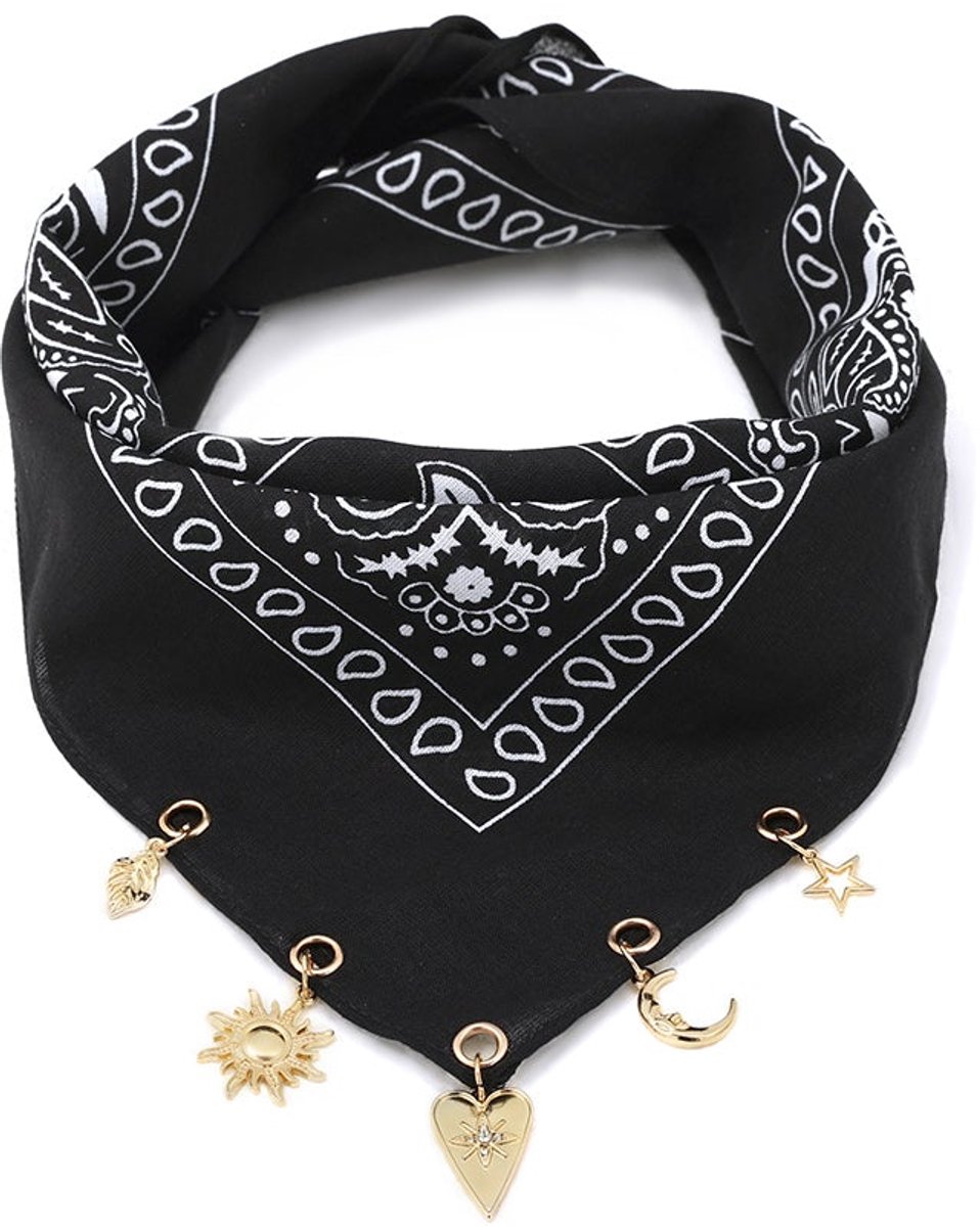 Zomersjaals met paisley-patroon, klassiek katoen, dagelijkse accessoires - Zwart