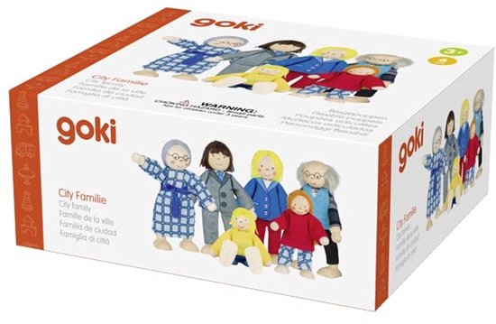 Goki City Familie poppen; 6-delige poppenset met gezin