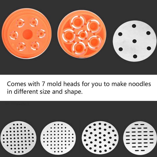Handmatige RVS Pastamaker met 7 Mallen voor het Maken van Verse Pasta en Noodles — afbeelding 3