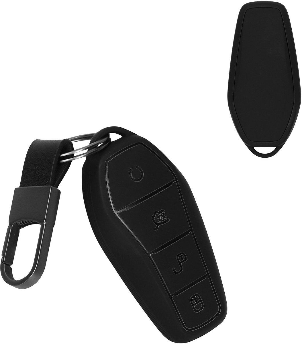 kwmobile Autosleutel Hoes Compatibel met BYD Atto 3 / Sealion / Han / Tang / Dolphin / Seal – TPU Sleutelhoes – Sleutelschaal in zwart – Met Sleutelring