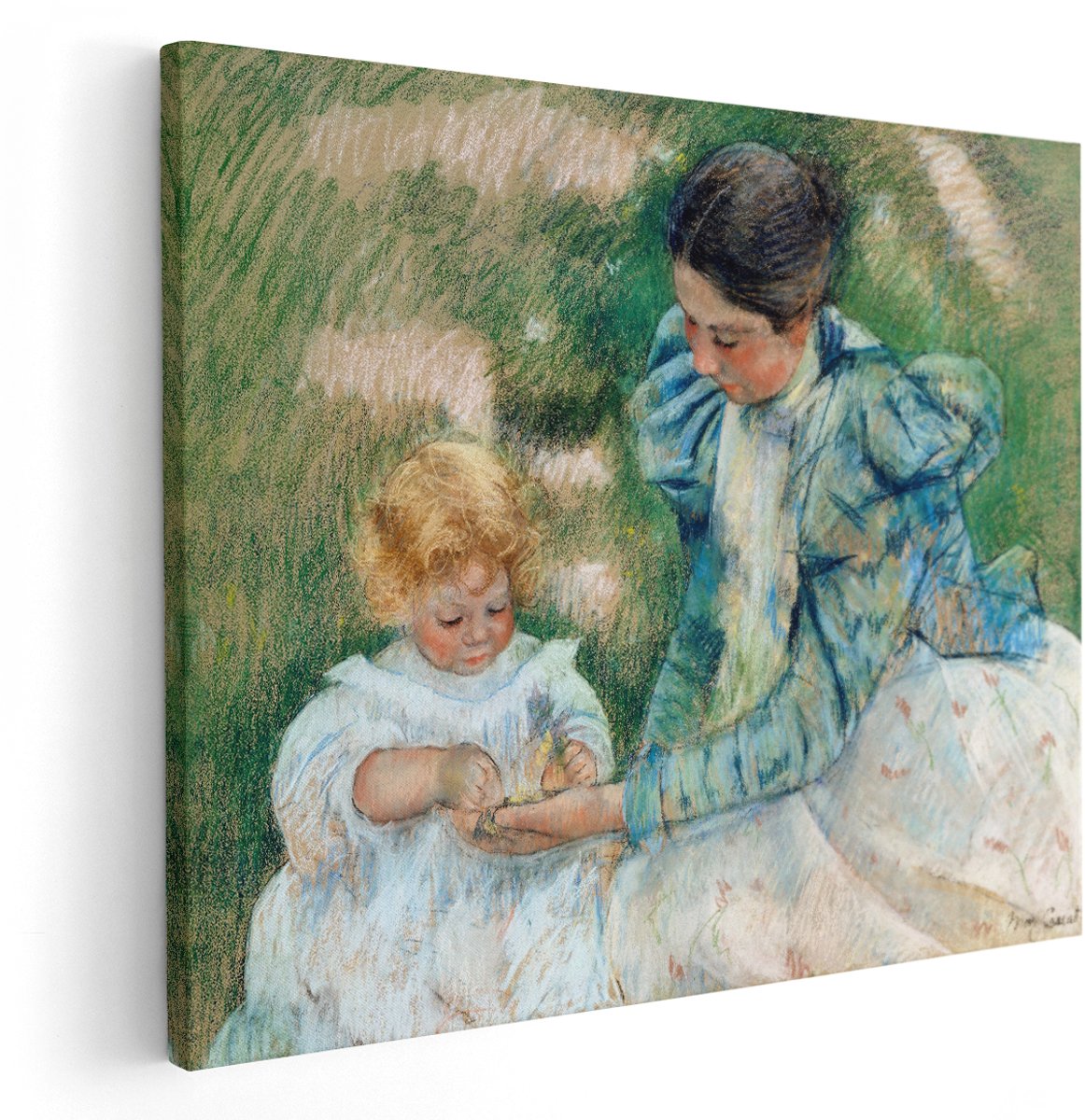 Artaza Canvas Schilderij Moeder En Kind - 150x120 cm - Groot - Wanddecoratie Mary Cassatt - Muurdecoratie Oude Meesters - Schilderijen Op Canvas