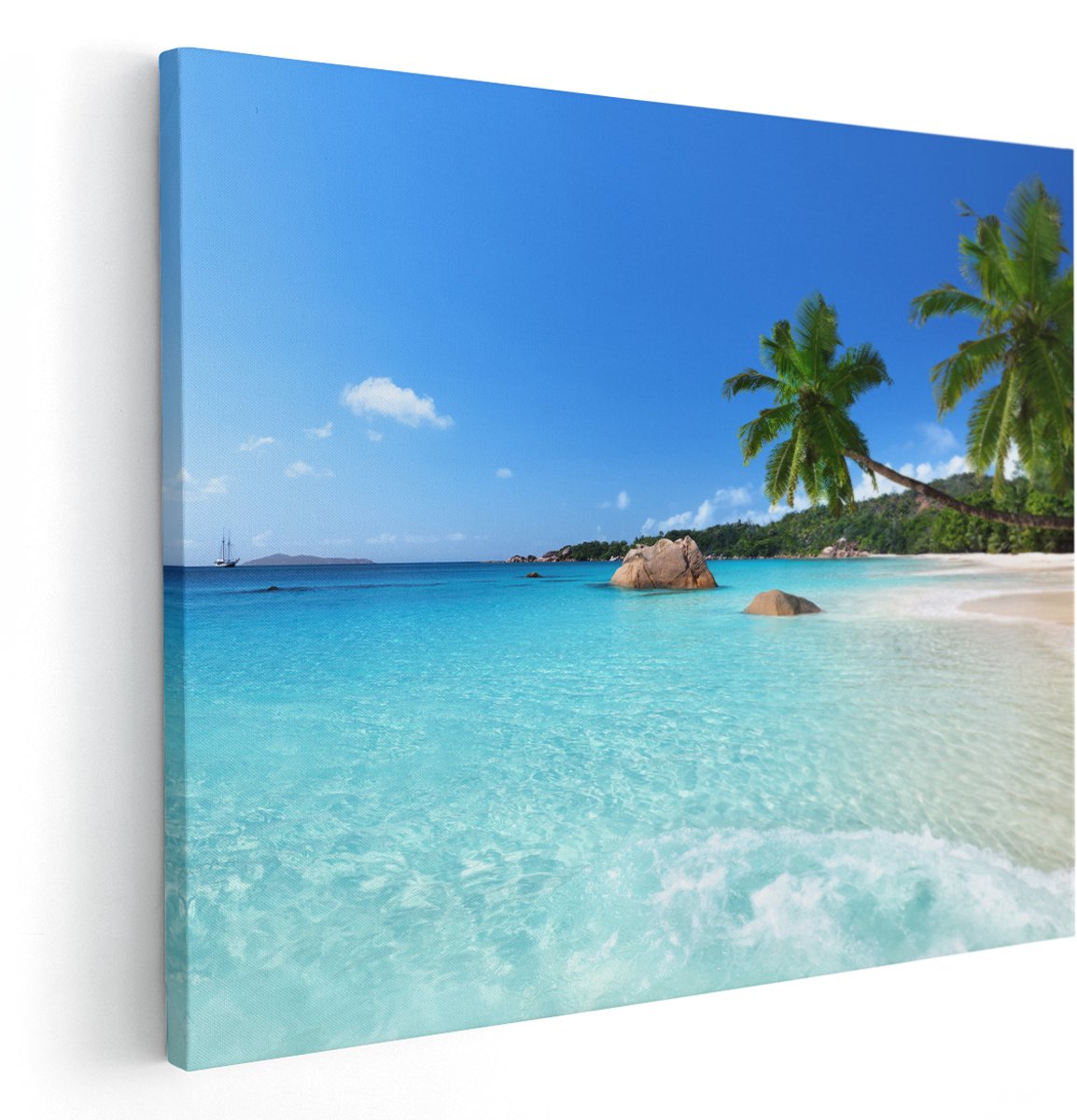 Artaza Canvas Schilderij Tropisch Strand En Zee - 150x120 cm - Groot - Wanddecoratie Woonkamer - Schilderijen - Muurdecoratie