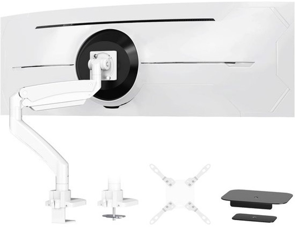 Monitorarm Ultra Breed 22-57 Inch In Hoogte Verstelbaar Wit Zwaar Ondersteuning Max 27 kg