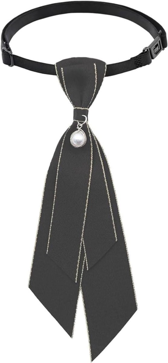 Verstelbare Damesstrik met Faux Parels voor Schooluniformen - Grijze Accessoire voor Meisjes en Vrouwen