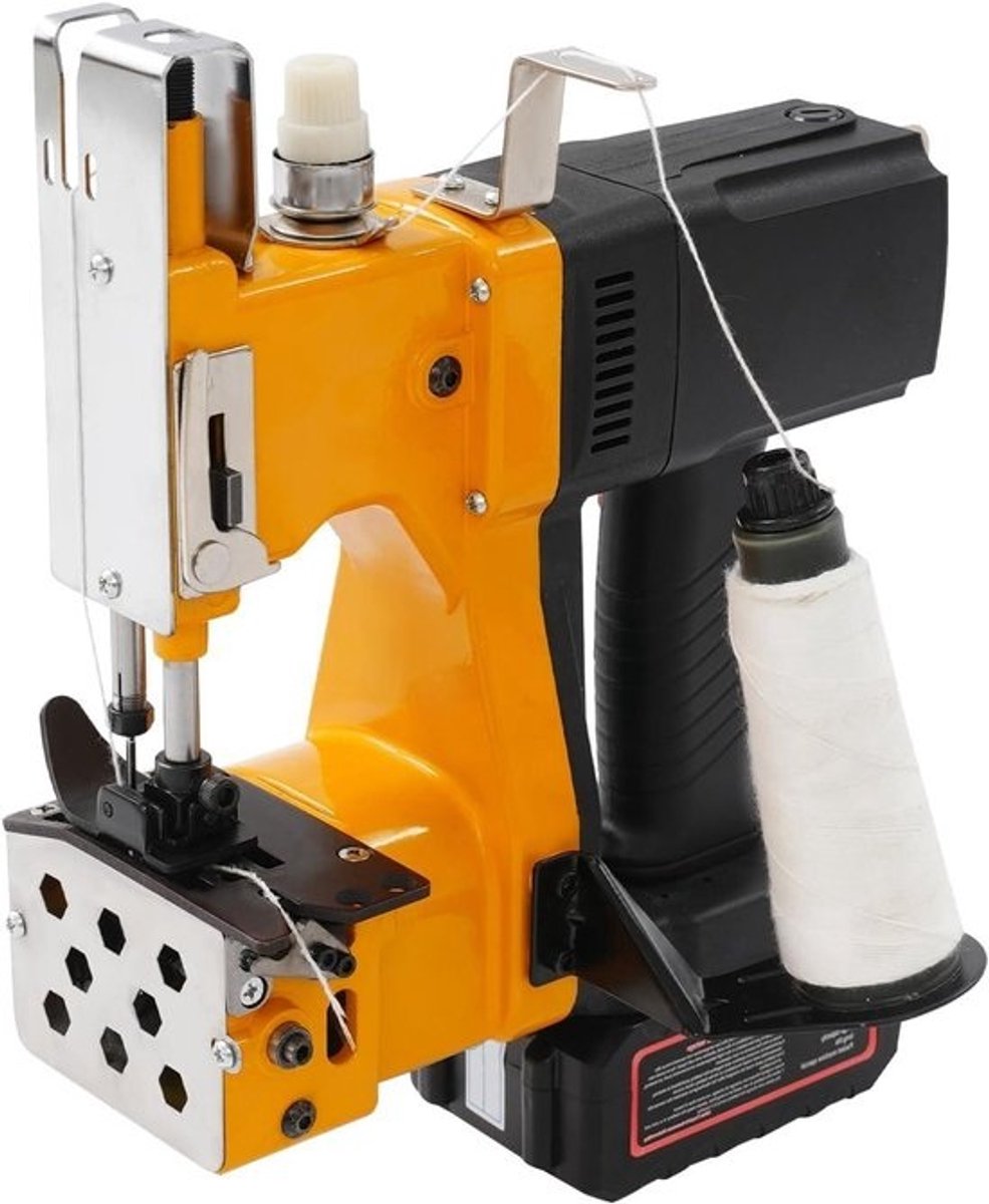 Industriële Zaksluitmachine - Zakkennaaimachine Handmatig - Verpakken Sluiten - Automatisch Draadknippen - 30D x 21B x 29H cm - Zwart Geel