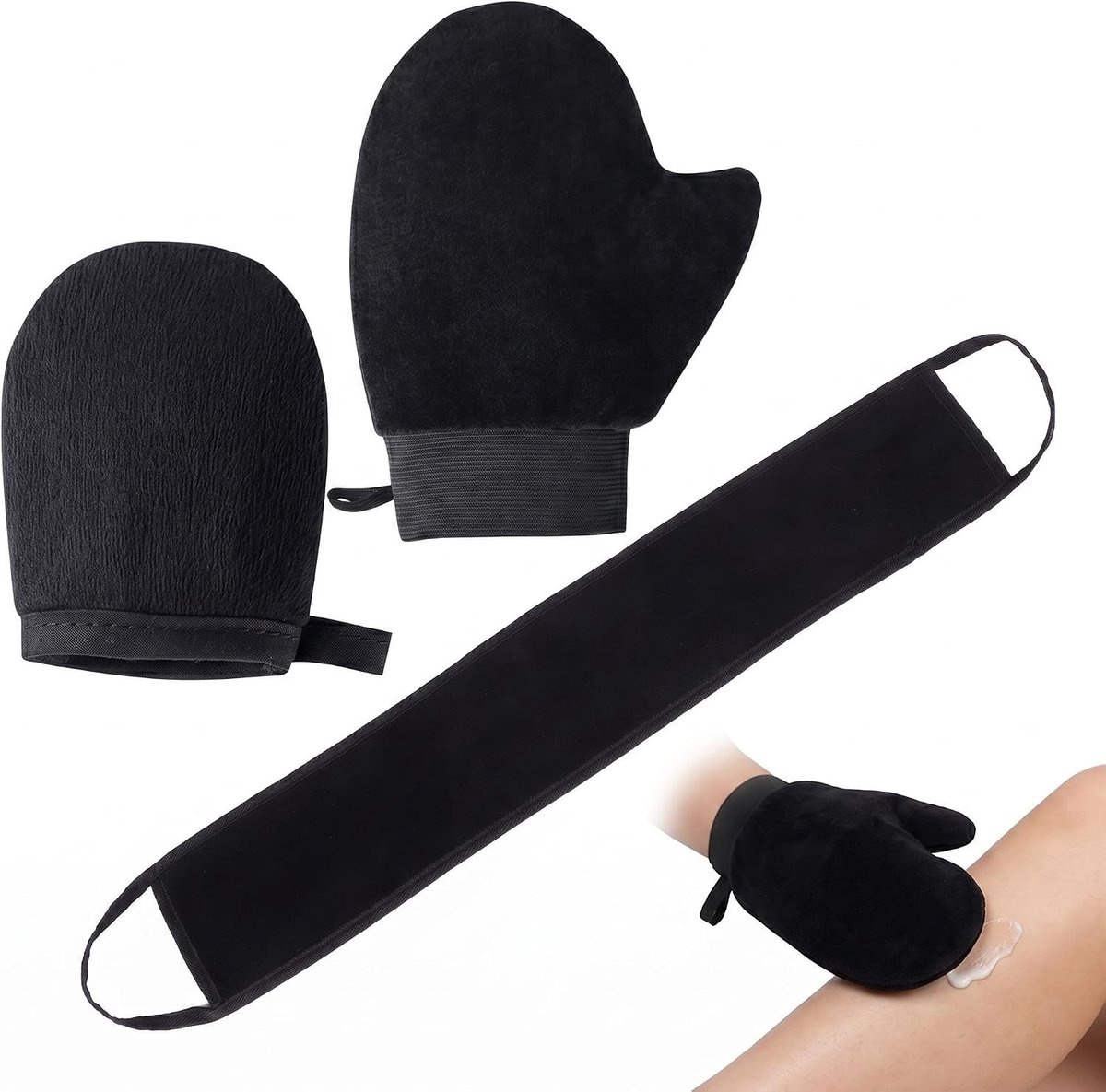 Set van 3 Zelfbruiningshandschoenen voor Lichaam en Gezicht - Perfecte Applicator voor Een Vlekkeloze Bruining zonder Strepen