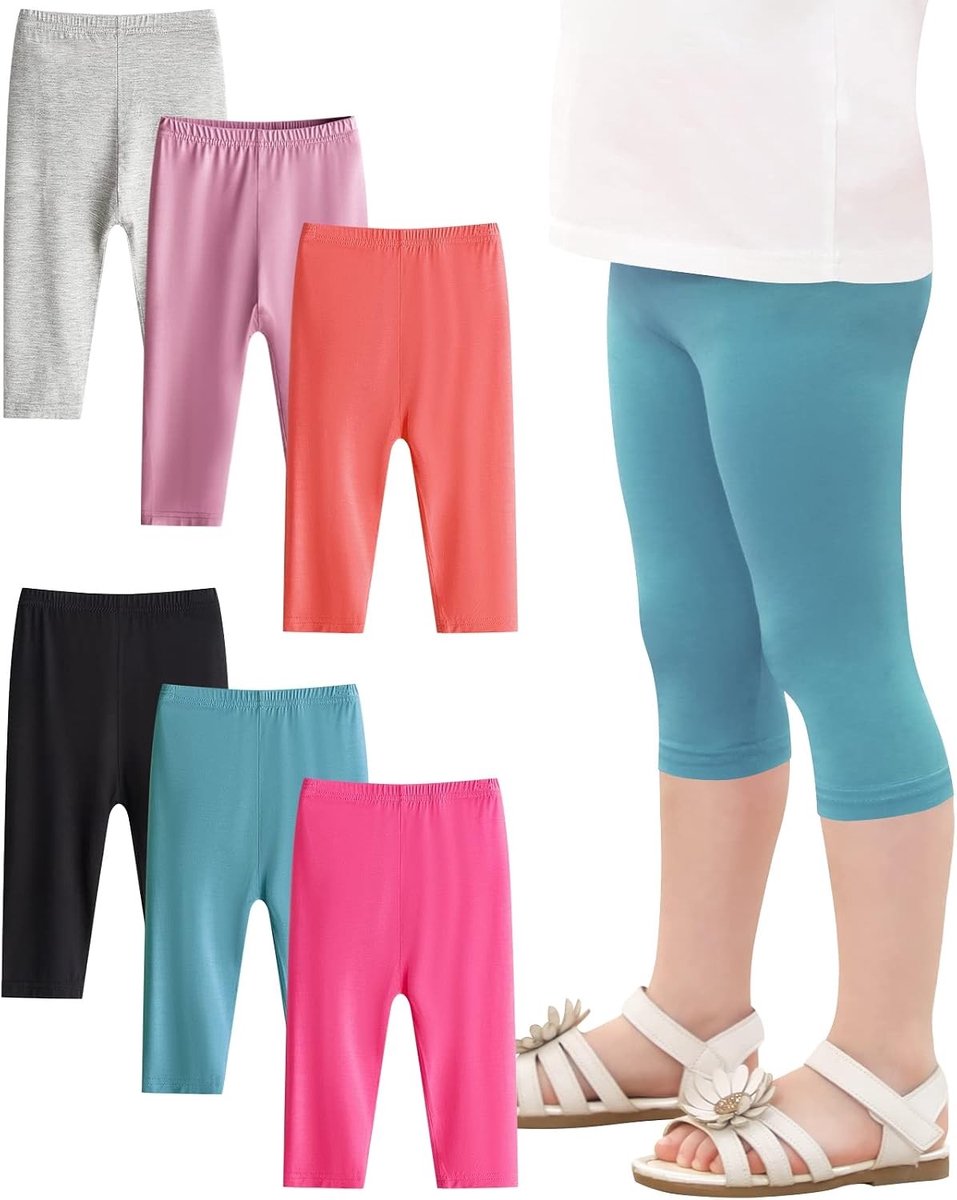 Zomerse Meisjes 3/4 Capri Leggings Set van 6 in Multikleur - Comfortabele Kleding voor Actieve Kinderen