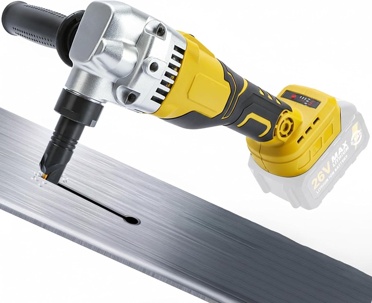 Draadloze metaalnibbler met 360° draaibare kop, 3 instelbare snelheden en borstelloze motor voor roestvrij staal en aluminium, ideaal voor precisiewerk en klussen