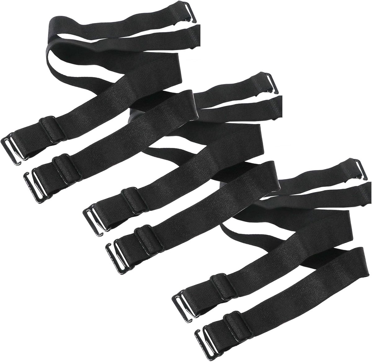 Vervangende Elastische Bh Schouderbanden voor Dames, 3 Paar, Niet-Slip Lingerie Straps, Zwart, 18mm Breedte, Comfortabel en Duurzaam