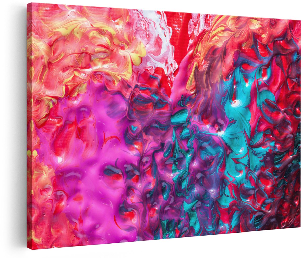 Artaza Canvas Schilderij Abstract - 180x120 cm - Groot - Wanddecoratie Modern - Muurdecoratie Kleurrijk - Decoratie Woonkamer - Roze