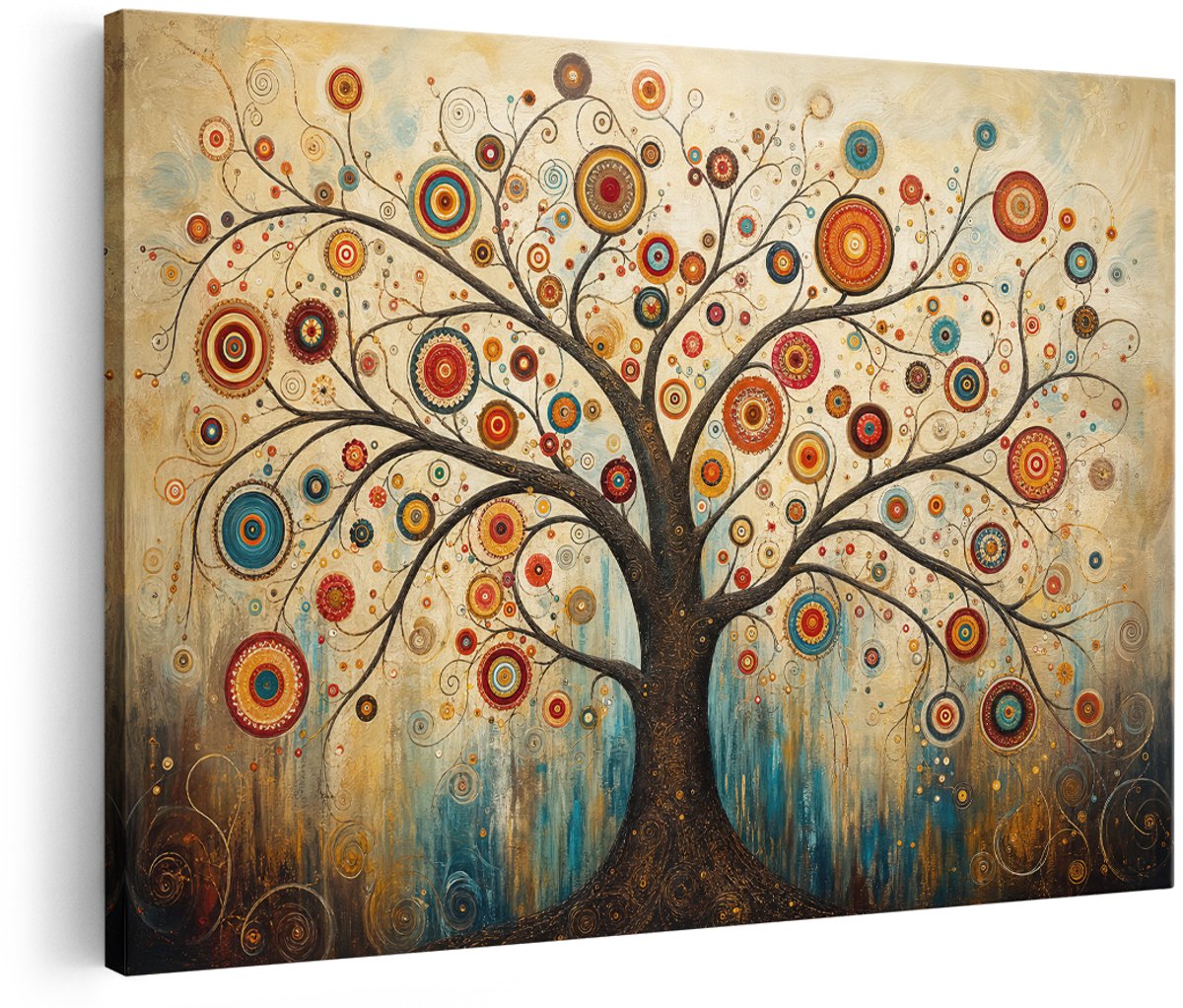 Artaza Canvas Schilderij Abstracte Levensboom - Multikleur - Kunst - 180x120 cm - Groot - Wanddecoratie Woonkamer - Schilderijen - Muurdecoratie