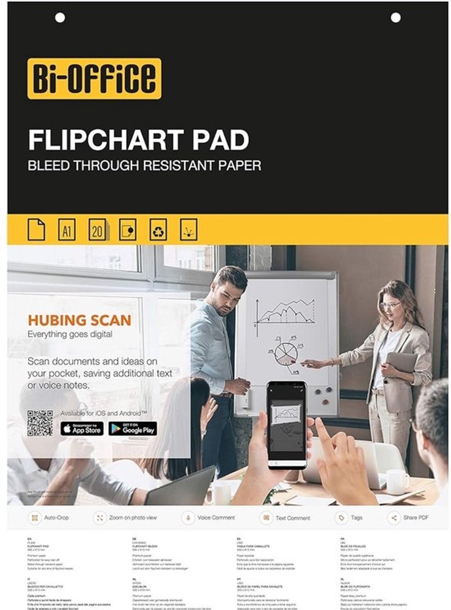 5x Flip-over Blokken A1 Wit - 20 Vellen Per Blok - 60 g/m² Papier