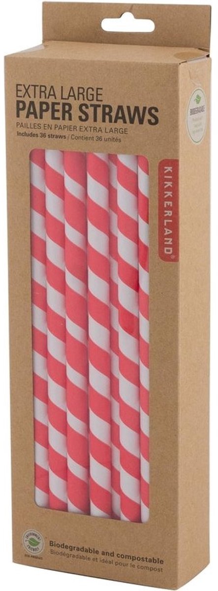 Extra Dikke Rietjes XL - Rood Wit Gestreept - Milieuvriendelijk Papier
