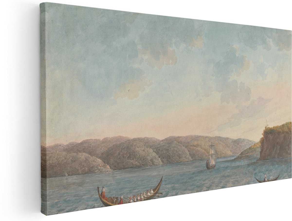 Artaza Canvas Schilderij Zee Landschap - 180x90 cm - Groot - Wanddecoratie Zeilboot - Muurdecoratie Kustlijn - Schilderijen Op Canvas Klassiek