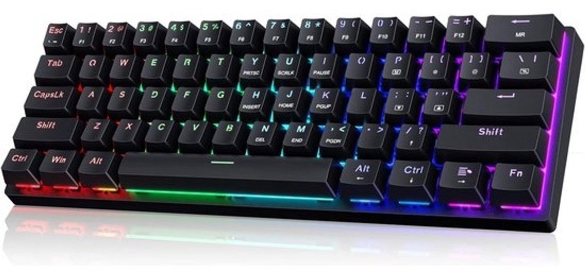 60% Mechanisch Gaming Toetsenbord Compact 61 Toetsen Bedraad Blauwe Switches RGB Verlichting
