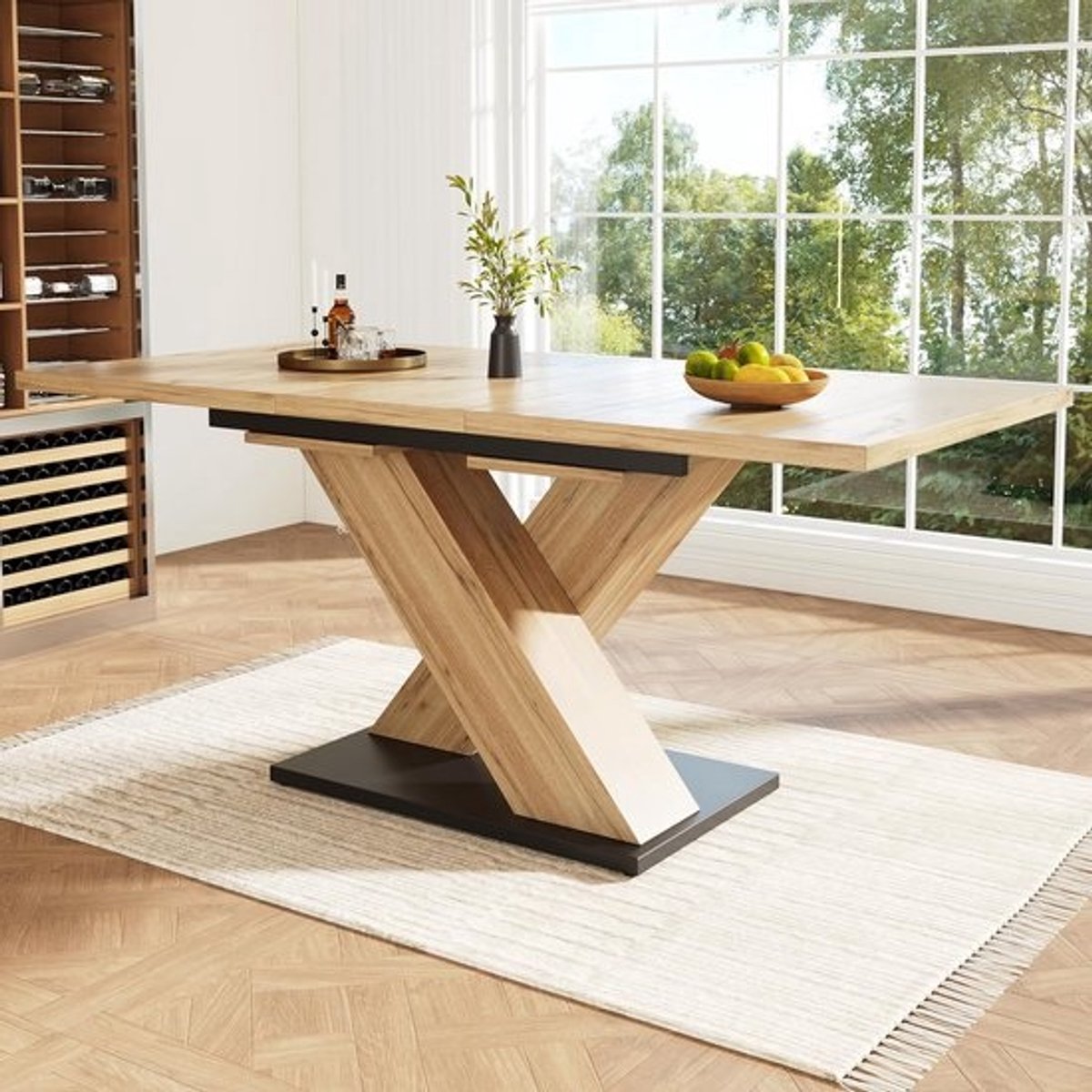 Uitschuifbare Eettafel - Telescopische Tafel Keuken - Ruimte Besparen - Verstelbaar Tafelblad - 119-1585x80cm - Houtkleur