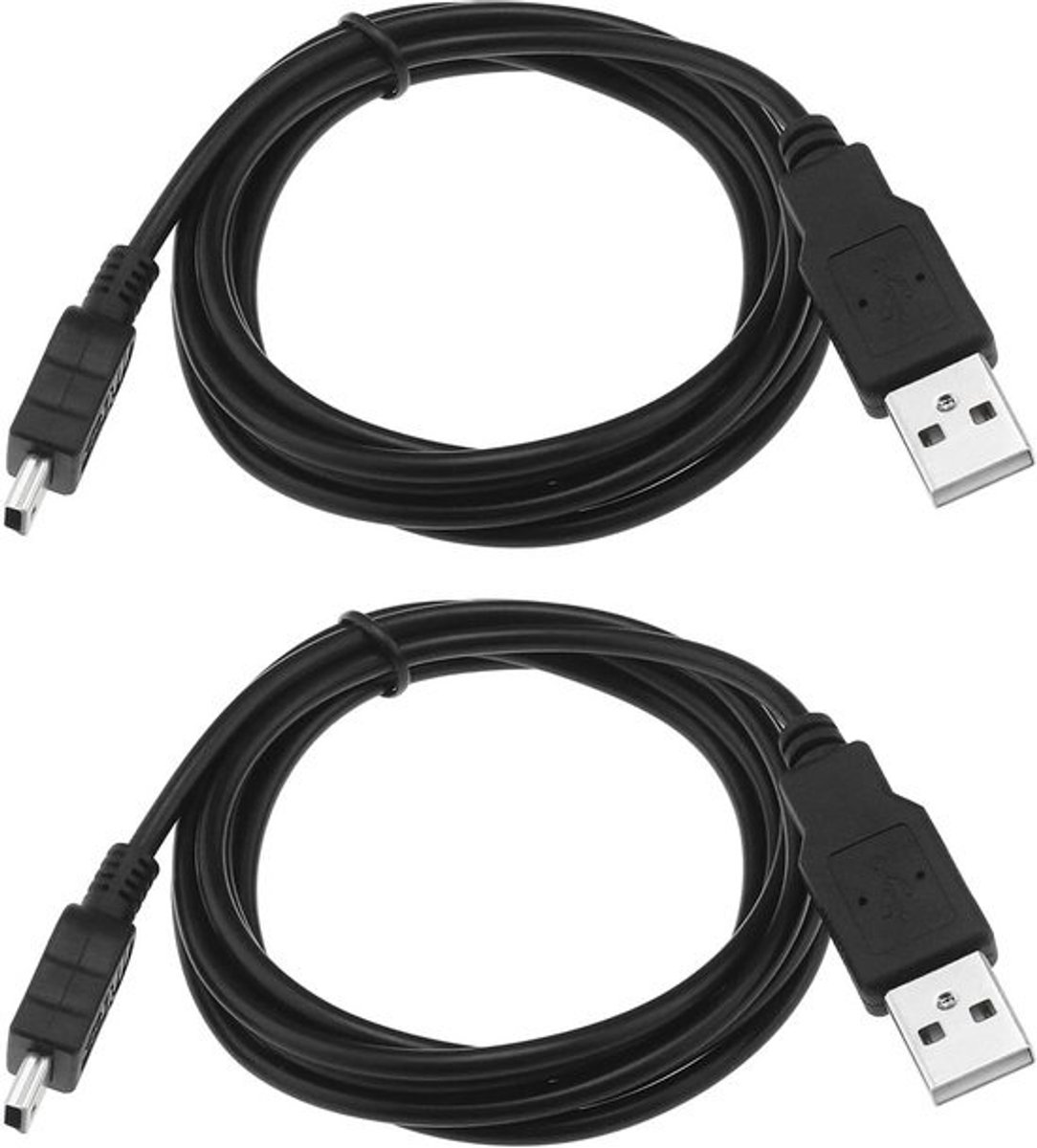 2 stuks 1,5 meter Mini USB oplaadkabel voor grafische rekenmachines - zwart