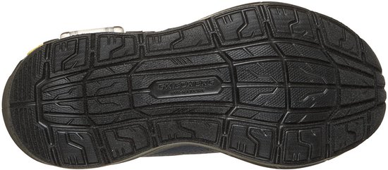 De zwarte rubberen buitenzool van deze sneaker heeft een gripvast profiel met het Skechers logo.