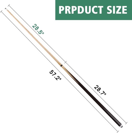 Pool Keu Set - Biljart Keu - Spel Spelen - Hard Maple Shaft - 58 Inch - Zwart — afbeelding 5