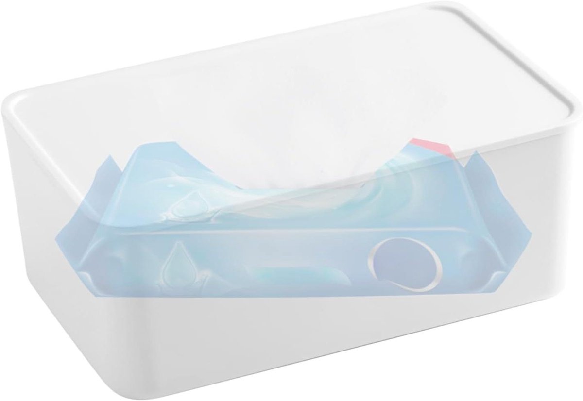 Vochtig Doekjes Houder - Herbruikbare Dispenser - Hygiënisch Opbergen - Verdamping Minimaliseren - 19x12x7.5 cm - Wit