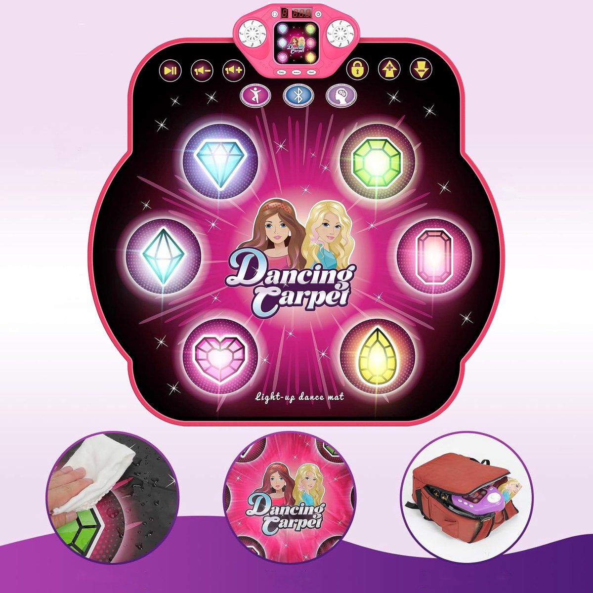 MODFU Dansmat voor Thuis – Bluetooth Dansvloer met 4 & 6 Toetsen Modus & Instelbare Moeilijkheidsgraad – Interactief Dansspel voor Bewegen & Plezier – PE Materiaal, Antislip, Waterbestendig – 87x87 cm