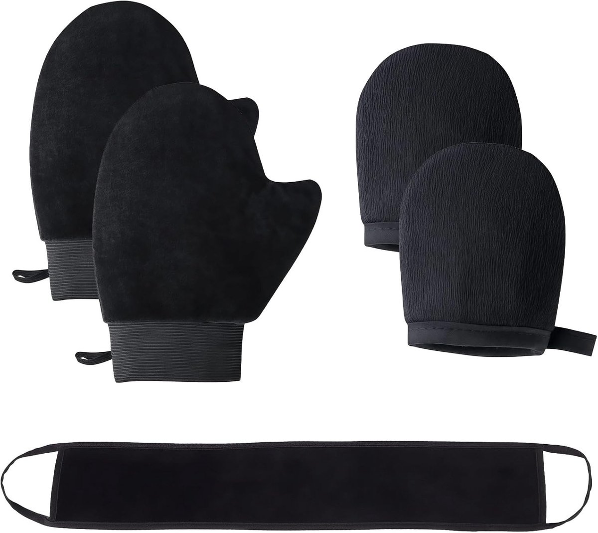 Set van 5 Zelfbruiningshandschoenen - Streakless Bruine Kleur - Inclusief Rugapplicator en Kleine Applicators - Perfecte Zelfbruiningsaccessoires voor een Egale Tan