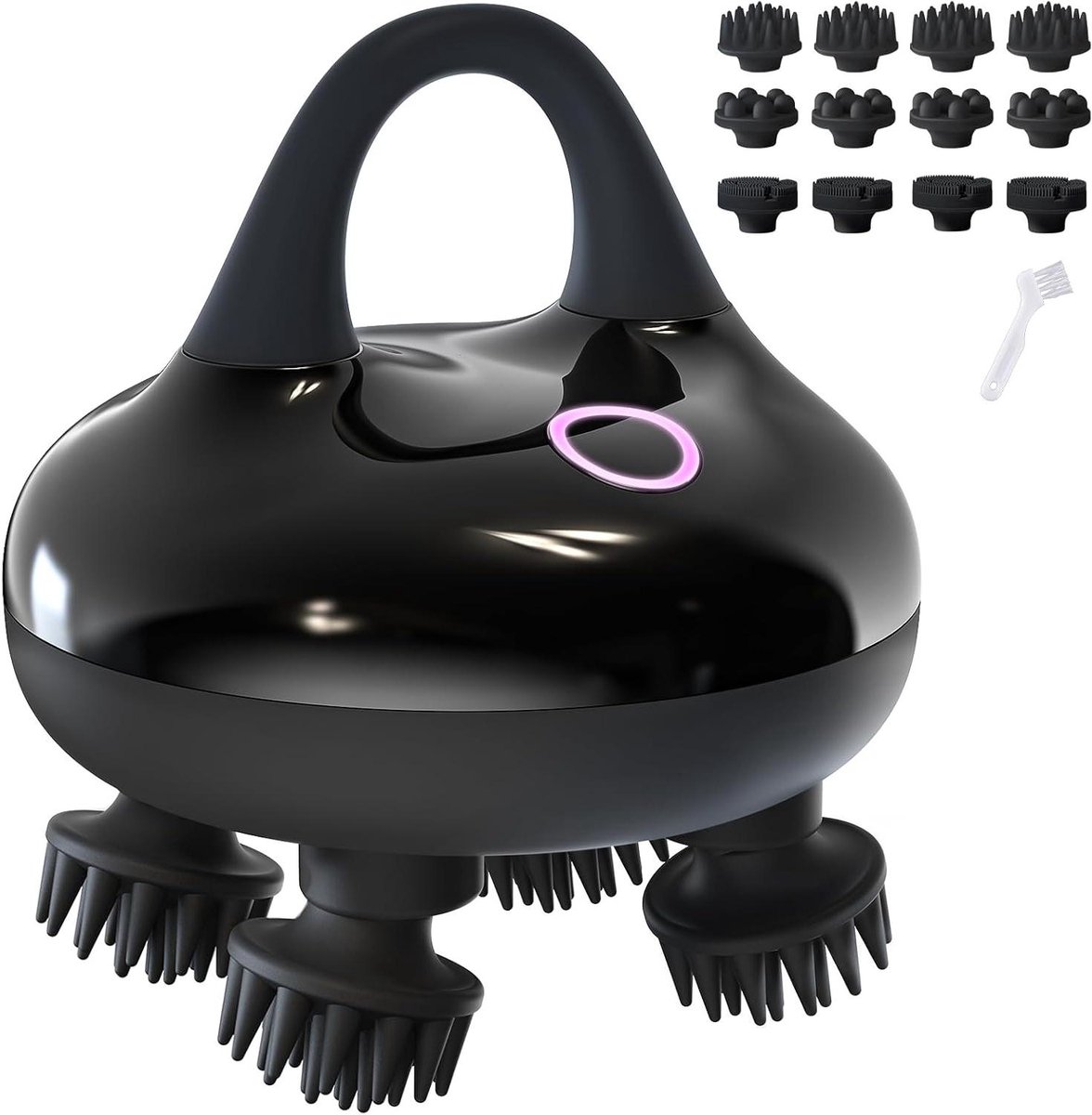 Hoofdmassageapparaat Elektrisch - Hoofdhuid Stimulator - Stress Verlichten - 12 Siliconen Massagekoppen - 8.8 x 6.6 x 8.8 cm - Wit