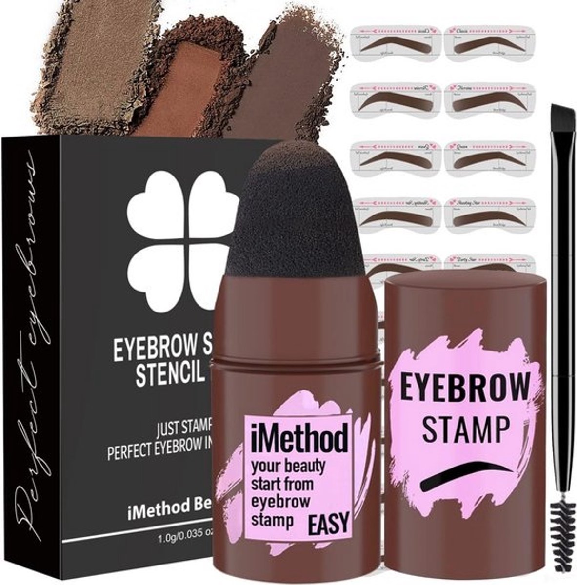 Wenkbrauw Stempel en Sjabloon Set - Voor Perfecte Wenkbrauwen met 20 Sjablonen, Waterdicht en Langdurig, Lichtbruin