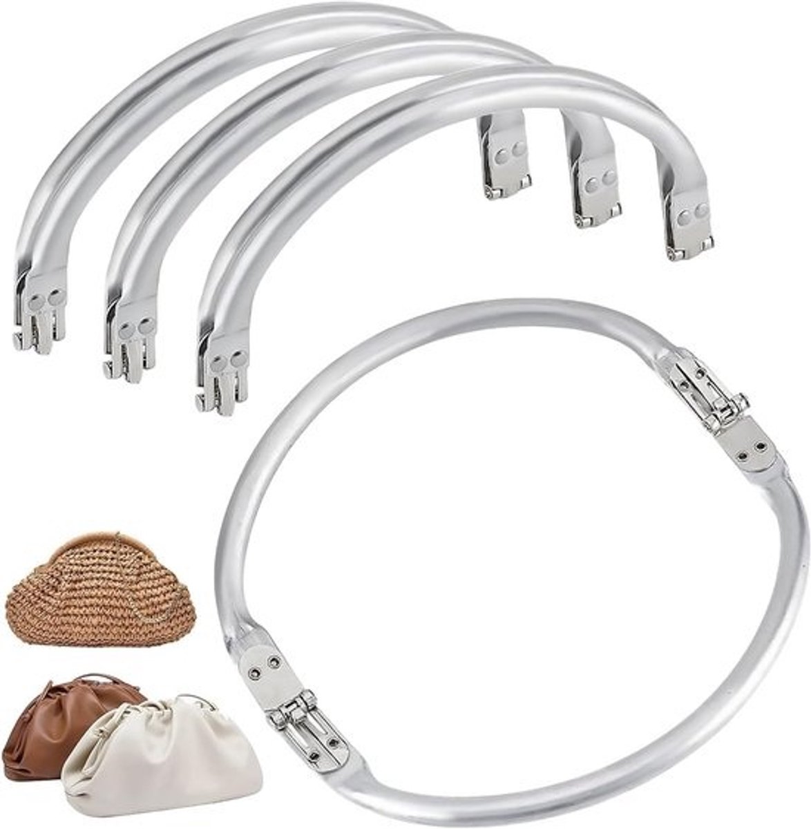 Set van 4 U-vormige Tas Handgrepen, 19 x 9.5 cm, Ideaal voor DIY Tasprojecten, Tas Frame Sluiting, Perfect voor Clutch en Creatieve Klussen
