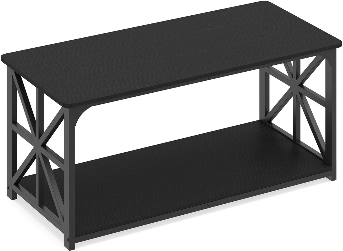 SureDeal® - Salontafel - Industriële Boerderij Accenttafel - Open Opbergvak Rechthoekige - Niveaus - Metalen - 109x50x48 cm - Donkerbruin