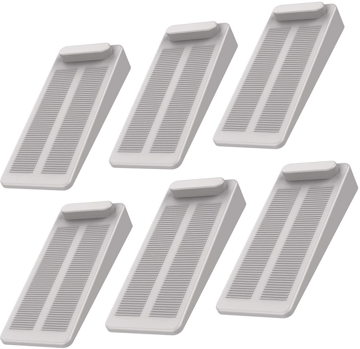 Rubber Deurstopper - Zware kwaliteit - Antislip - In hoogte verstelbaar - Deurwig & Raamstopper voor badkamer, balkon-, kinder-, terras- & glazen deuren - Lichtgrijs - 6 stuks