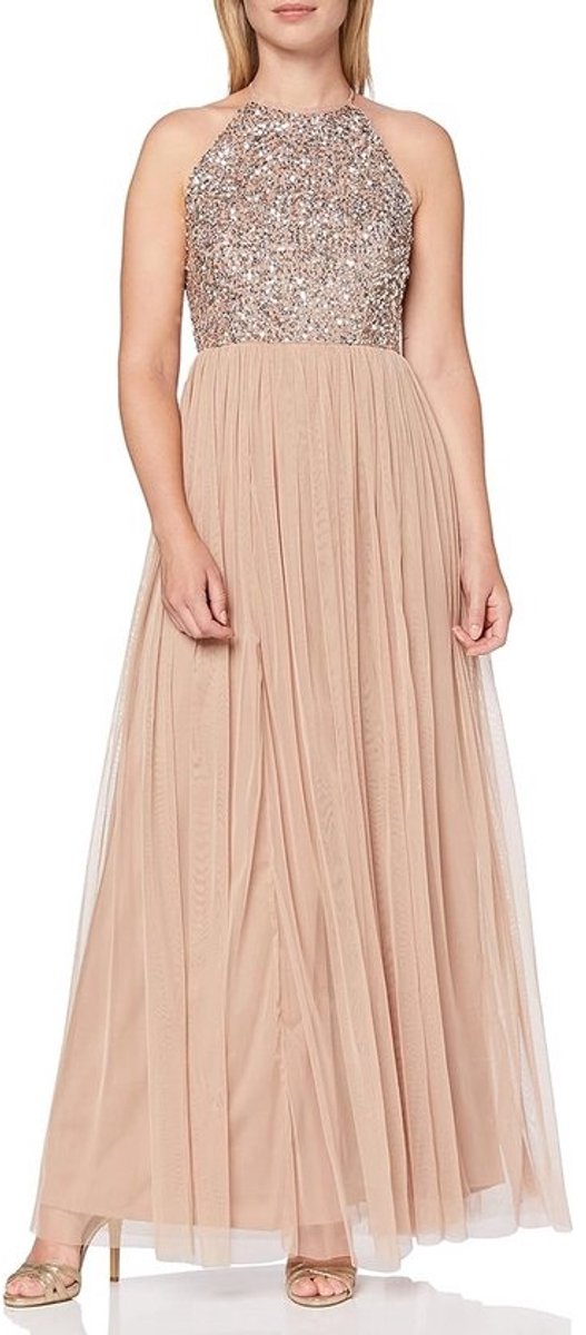 Glinsterende Halter Neck Maxi Dress voor Dames - Perfect voor Bruidsmeisjes en Avondkleding