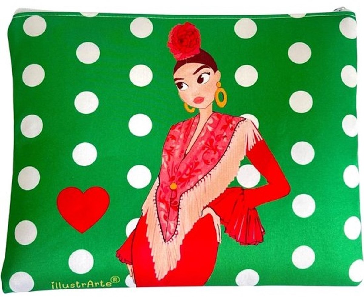 Toilettas - Pennenetui Make-up - Spullen Opbergen - Dubbelzijdig Ontwerp - 22 x 17 cm - Groen