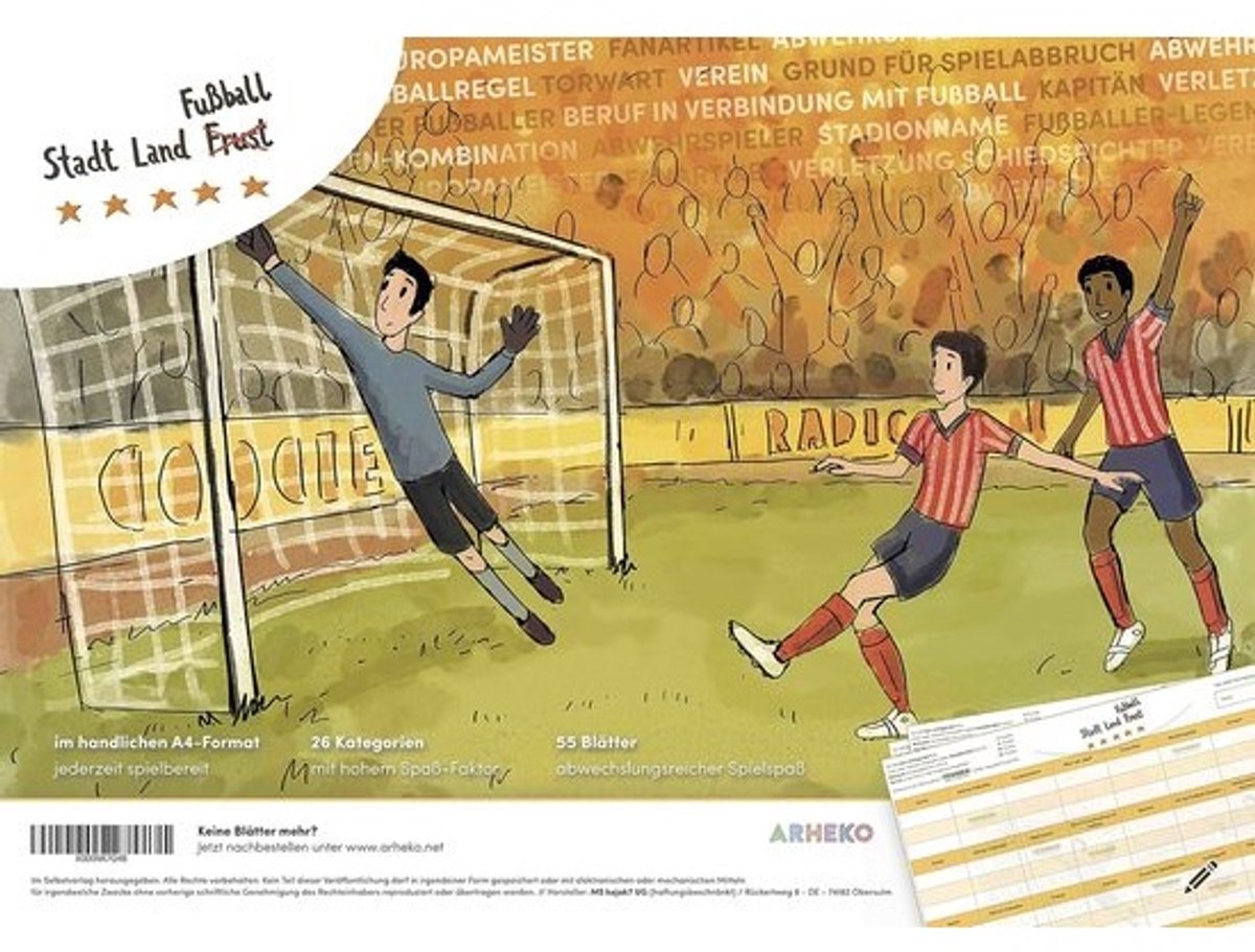 Quizblok Stad Land: Voetbal Editie met 55 Pagina's en 26 Categorieën