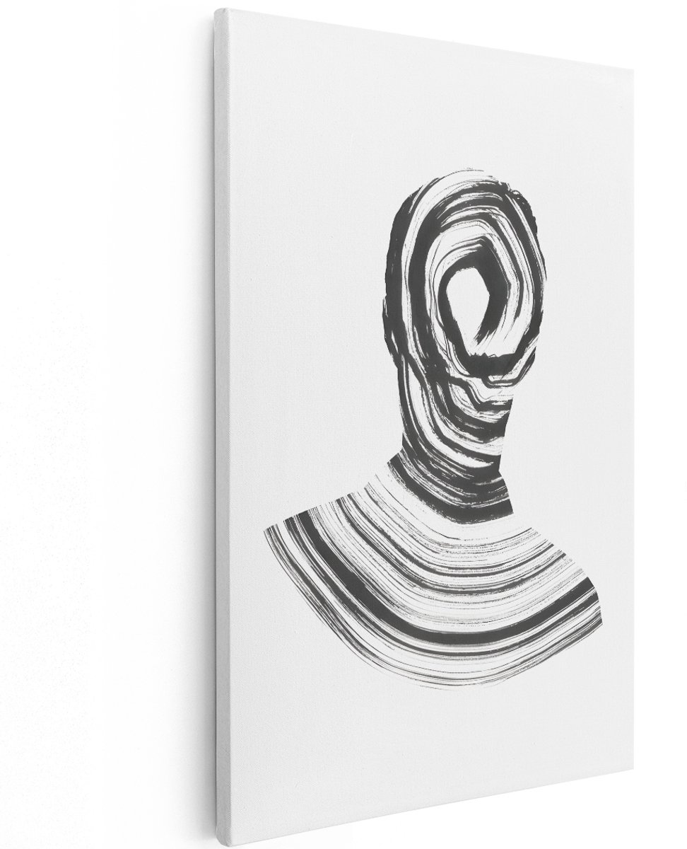 Artaza Canvas Schilderij Abstract Portret - 120x180 cm - Groot - Wanddecoratie Zwart Wit - Muurdecoratie Vrouw - Decoratie Minimalistisch - Kalligrafie