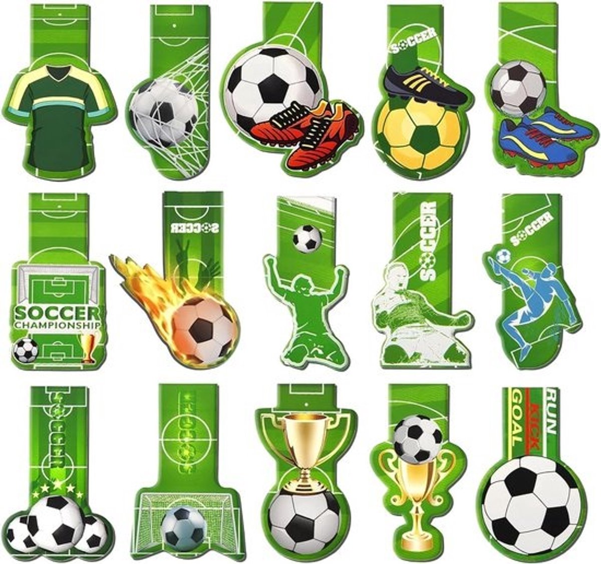 30 stuks magnetische bladwijzers voetbal thema groen met 15 designs voor kinderen jongens meisjes boeken lezen koelkast magnet